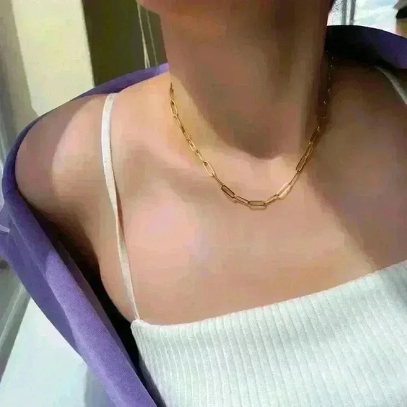 Nordstrom Jewelry - NWT 18K Gold Plated Minimalist Paper Clip Cain Link Layering Necklace